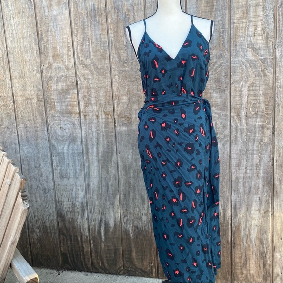 Shein Cheetah Wrap Midi Dress Size L - Picture 8 of 14